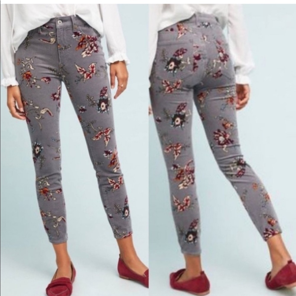 Anthropologie Pilcro Letterpress corduroy pants bottoms jeans floral